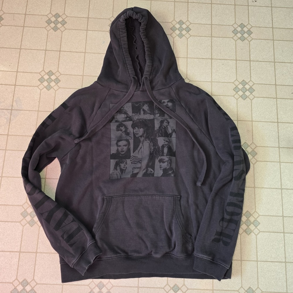Taylor Swift The Eras Tour Pullover Hoodie Charcoal Grey Graphic Tour Dates Sz M